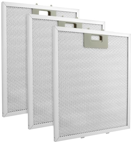 Quixleen 3 st 25 x 30 cm 5-lagers aluminiumnät huvfilter uppdaterad W10169961A Range Hood Filter Ersättning Passar för de flesta märken av köksfläktar, fläktventil