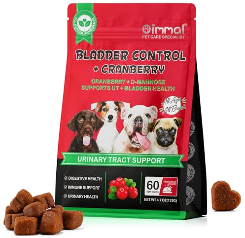 Blasen- und Nierenunterstützung für Hunde, 60Stück Harnwegsbehandlung und Ergänzung zur Blasenkontrolle,weiche Kausnacks mit Cranberry D-Mannose,natürlicher Immunsystem-Booster-Peking-Enten-Geschmack