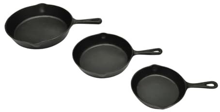 qohoio Set 3 Padelle in Ghisa Bistecchiere per Barbecue,Cucina e Pranzo,Pentolame e tegami da Forno,Pentole e tegami,Pentole Piastre e griglie-50122