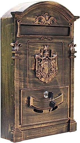 PNAJFUEL Retro-Nostalgie-Briefkasten, Briefkasten, Wandbriefkasten Schloss