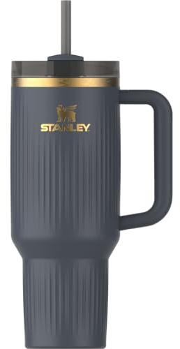 Stanley Quencher - Vaso H2.0 asa popote, 40 onzas, tapa Flowstate 3 posiciones, portavasos viaje, acero inoxidable aislado, sin BPA, estriado crepúsculo