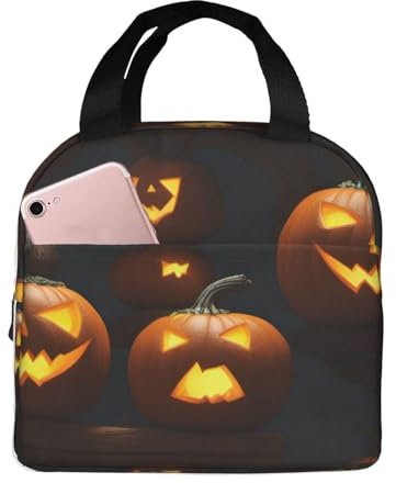 SXOOGE Lonchera de calabaza de Halloween para mujeres y hombres, lonchera aislada para el trabajo, picnic, viajes, reutilizable, duradera