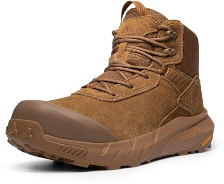 NORTIV 8 Composite Toe Boots for Men – Waterproof Lightweight Non-Slip ASTM F2412-24 & ASTM F2913-24 Safety Work Boots for Warehouse & Construction, VaporGuard-Nano,Size 9,Coyote,NMUMIB2507