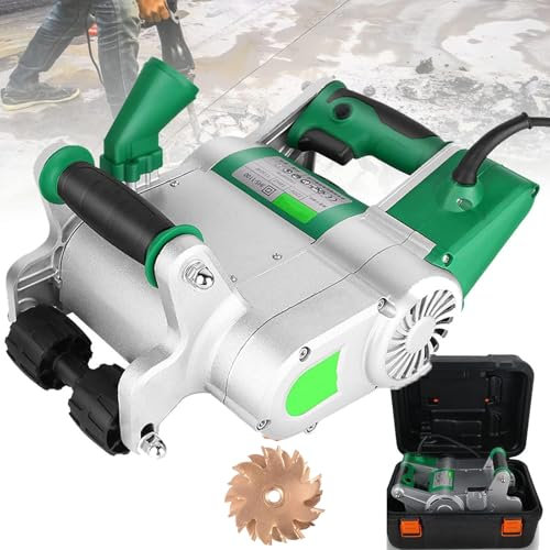 VNNHGB Rozadora de Pared de 1100 W, cortadora de hormigón, máquina cortadora de Ranuras de Pared, rozadora de Pared eléctrica, cortadora de Ranuras de Pared, Profundidad de Corte de 40 mm