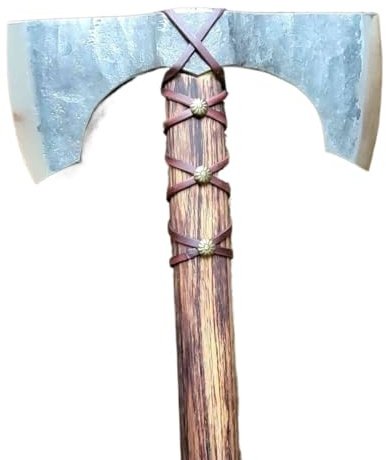 Battaglia medievale | Replica del Niemann norvegese | Testa in acciaio forgiata a mano | Ascia da campeggio e da collezione(A)