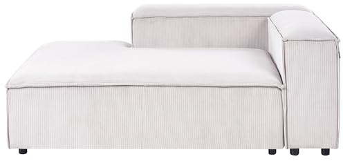 Beliani Modul-Chaiselongue Cord cremeweiß rechtsseitig mit niedriger Rückenlehne Ardal