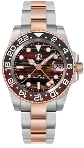 watchdives GMT WD16760 V2 Sub Dive Watch NH34 Orologio da polso automatico 40 mm lunetta in ceramica cristallo zaffiro impermeabile 300 m, Pietra tigre di ferro, Orologi GMT