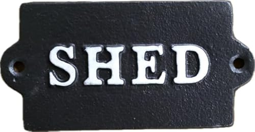 Cast Iron Garden Shed Sign, Black Metal Wall Plaque, Rustic Decorative Name Plate