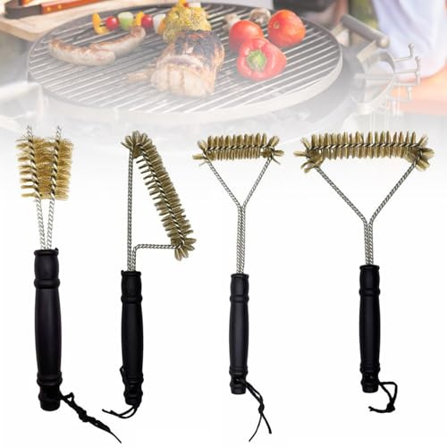 4 Stück Grillbürste Messing Messingbürste Grill Grillbürste für Gussrost | Messing Grillbürste Grill Bürste Ofenbürste für Grillrost Holzkohlegrill Gusseisengrills Gasgrill