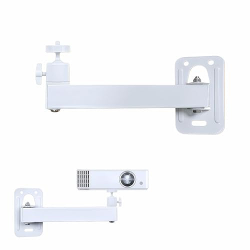 MxSplorion Beamer Halterung Wand, Verstellbare Projektorhalterung 360° Drehbar, Metall Projektor Ständer mit 1/4-Zoll-Schraubschnittstelle, Beamer Halterung Decke für Heimkino, Spielzimmer, BüRo,Weiß