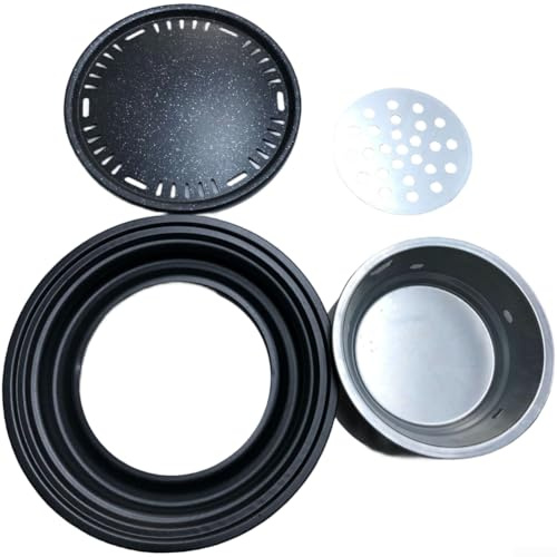 Feeshoppher Padella rotonda per barbecue, stile coreano, senza fumo, portatile, in ferro, con distribuzione uniforme del calore, facile da pulire, per grigliare carne, frutti di mare, verdure a (C)