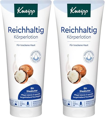 Kneipp Reichhaltig Körperlotion - Für trockene Haut - Mit Bio Sheabutter - Zieht schnell ein - 200ml (Packung mit 2)