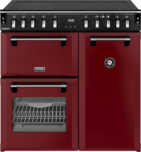 Stoves Richmond DX 90Ei 90cm wide Electric Range Cooker with Induction Hob - Garnet Red - A Rated