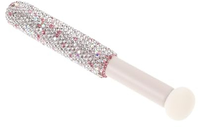 SOIMISS Concealer Sponge Brush Mushroom Head Small Drumstick Shape with Rhinestone Handle for Precise Powder Control and Seamless Concealer Application, Portable Travel Makeup Tool