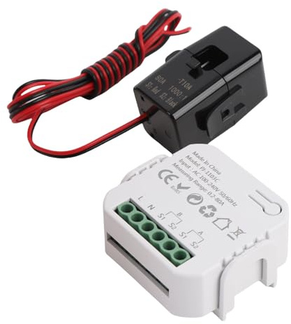 Bewinner Compteur d'énergie monophasé WiFi 2 Voies 35 Mm sur Rail DIN Compteur d'électricité Intelligent avec Pince de Consommation 'énergie pour Maison Solaire, Moniteur en Temps Réel 80 A