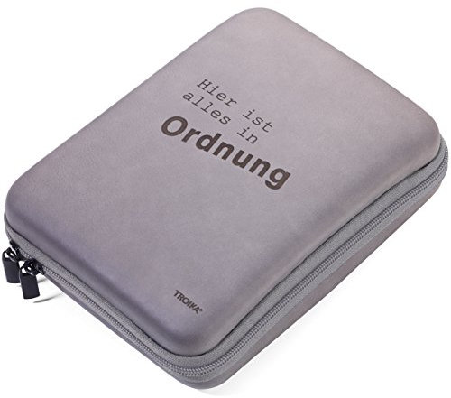 TROIKA ALLES IN ORDNUNG - CBO10/GB - Organizer-Etui mit Reißverschluss - 3 Innenfächer - 6 Elastikband-Schlaufen - Trennwand(innen) - Kunstleder/Samt - grau/schwarz - TROIKA-Original