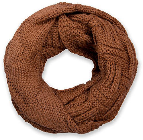 styleBREAKER Unisex Strick Loopschal mit Gitter- und Rippenmuster, Uni Feinstrick Schlauchschal, Winter Strickschal 01018155, Farbe:Cognac