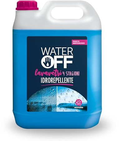 Water OFF - Detergente Idrorepellente Parabrezza Auto - Liquido Lavavetri - Migliora la Visibilità - Per Tutte le Stagioni - Pronto all’Uso, 5L