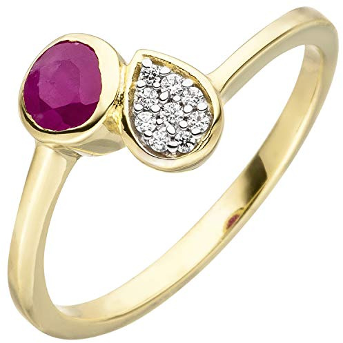 Jobo Damen-Ring aus 8 Karat 333 Gold mit Rubin und 9 Zirkonia