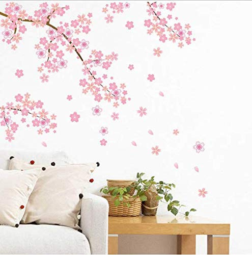 Wall Sticker Pink Pansy Tree Applique Girl Female Flower Mural Vinyl Wallpaper Home Living Room Bedroom decoration78*92cm