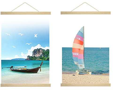 Radezon Posterleiste Posterschiene Poster, Magnet Magnetische Holz Poster Aufhänger Halter Rahmen Leisten Bild Bilder Bilderleiste Bilderrahmen 40x60 40x50(40cm, Natur, 2 Packungen)