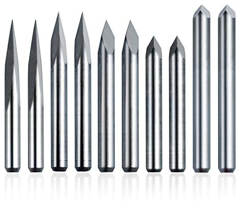 10 punte CNC per fresatura a V con 3 bordi a piramide per incisione, gambo da 1/8 CNC 3D fresa | 20/30/45/60/90 gradi, punta da 0,1 mm