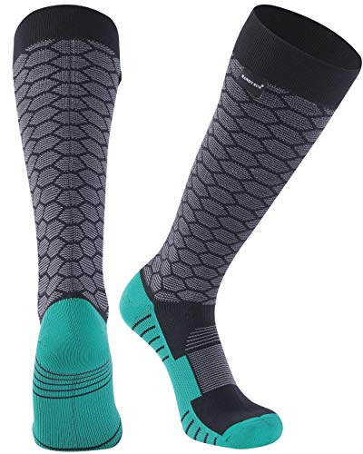 RANDY SUN Waterproof Breathable Socks, [SGS Certified] Unisex Skiing Trekking Hiking Wading Trail Socks, Black Green Large