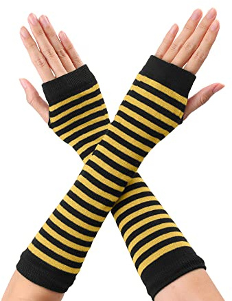 Allegra K Women's Fingerless Gloves Printed Elbow Length Knitted Arm Warmer | Printed knitted elbow length, stretchy materials, Keeps arms warm, cosplay, events, daily