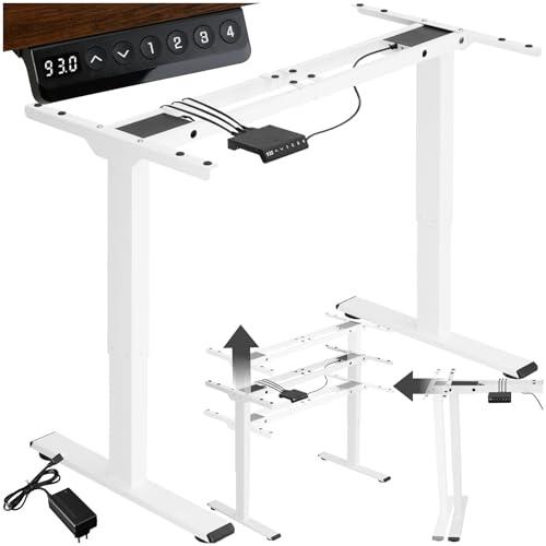 tectake® Escritorio Elevable Electrico, Altura Eléctrica sin Escalonamientos, Mesa Elevable de Acero Robusto, Escritorio Telescópico, Capacidad de Carga 100 kg, 168 x 60 x 119 cm - Blanco
