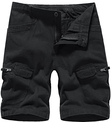 LY4U Mens Cargo Shorts Casual Cotton Combat Shorts with Multi Pockets