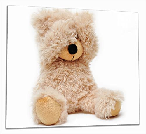Wallario Herdabdeckplatte/Spritzschutz aus Glas, 2-teilig, 60x52cm, für Ceran- und Induktionsherde, Süßer Teddybär