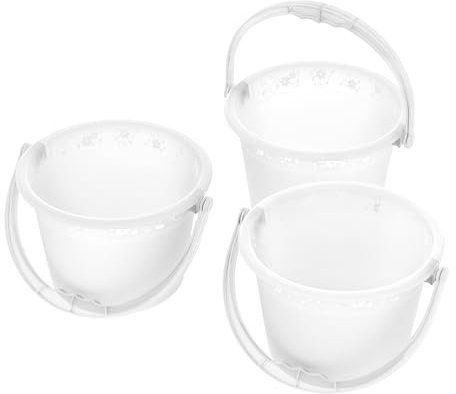 Cetomo 5.5L*3 Kunststoff-Eimer mit Henkel, Matt-Wasser-Eimer mit Blumenmustern, Gefrosteter Stauraum-Behälter, für Reinigung, Garten, Bad, PP, BPA-frei, Transparent, 5.5L (3er Pack)