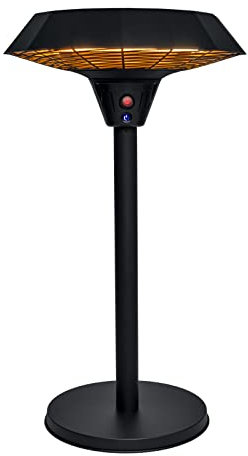 Mi-Heat Stufa da tavolo a infrarossi, 2000 W, 3 livelli di potenza, IP45, telecomando incluso