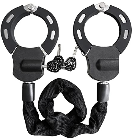 Antivol de Vélo,ANCHGPO Acier Chaîne Antivol à Vélo Scooter épaissieLock Menottes antivol Cadenas de Chaîne avec 3 Cadenas à Clé pour Bicyclette, Trottinette,Moto,Portes Portail Clôture [60cm/6mm]