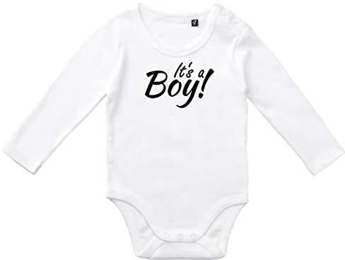 Huuraa Jungen und Mädchen Body It`s a Boy! Schriftzug Geschenk Größe 62 White Bio Baumwolle Fairtrade It`s a Boy! Geschenkidee