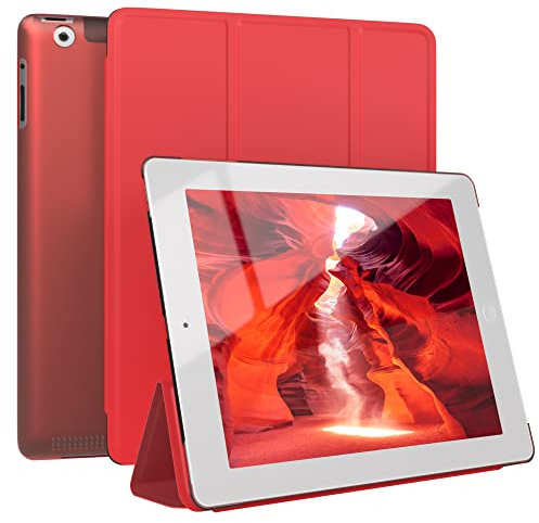 EAZY CASE - Skyddshölje för iPad 2/3 / 4 Smart Cover Tablet Smartcase med ställfunktion Flip ståfunktion Sleep Wake Up Syntetiskt läder Röd