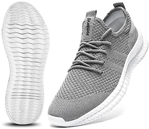 CAIQDM Damen-Laufschuhe, Slip-on-Walking-Sneaker, leicht, atmungsaktiv, Turnschuhe, Tennisschuhe, hellgrau, 37 EU