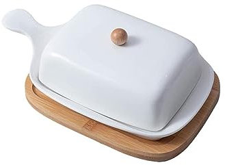 Mantequillera Mantequera de porcelana con tapa Perfecta for mantequilla Mantequera de porcelana con asa Bandeja de almacenamiento de platos de queso Accesorio de cocina