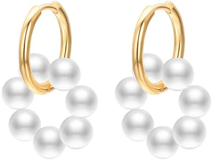 JOLCHIF Perlenanhänger Für creolen Damen Ohrringe Gold 14 Karat Vergoldet Hypoallergen Perle Tropfen Ohrringe für Frauen