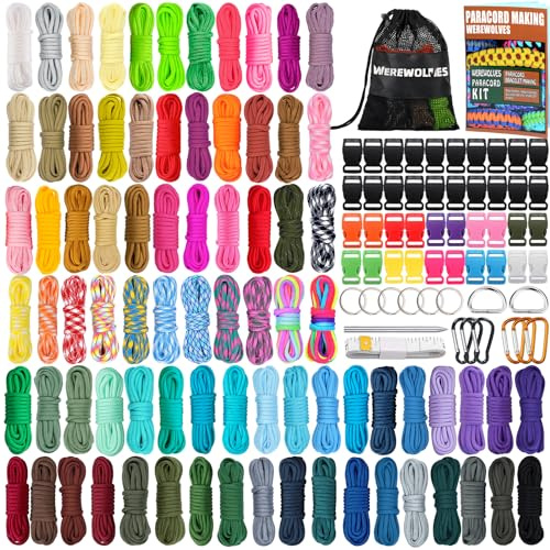 WEREWOLVES Paracorde 550 80 couleurs, 3 m de cordes, kit de bricolage