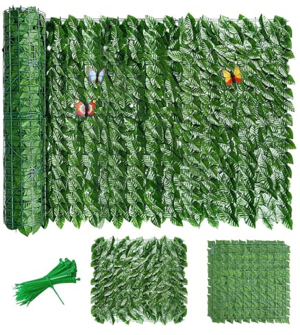 MAJHER Haie Artificielle Balcon 1m50 x 5m, Brise Vue Jardin Haie Artificielle en Rouleau, Haie Feuillage Artificiel, Clôture d'intimité, écran de Jardin pour Balcon Cour Arrière Patio(Color:04)