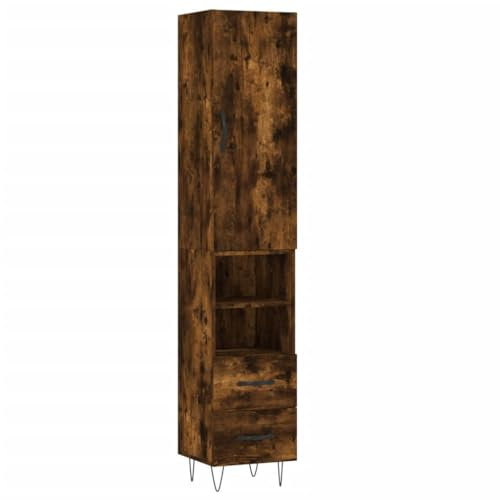 vidaXL Highboard, Sideboard mit viel Stauraum, Kommode Wohnzimmerschrank mit Türen Metallfüßen, Schrank Hochschrank Beistellschrank, Räuchereiche Holzwerkstoff
