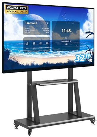 TouchWo 32 pollici Touchscreen Monitor Smart Board, 1920x1080P Lavagna Interattiva, Windows 10 Pro All-in-One Touch panel PC per l'ufficio e la classe