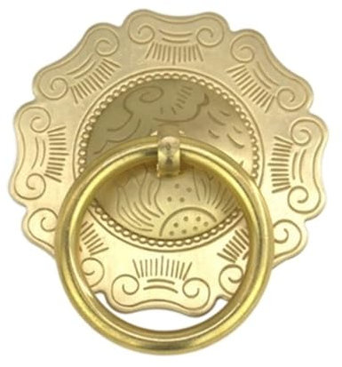 TüRklopfer Antike Türklopfer Messing Türgriff Eengrave dekorative Holztürgriffe Runde Ring Klopfer 1 pc TüRklopfer Aus Gusseisen(Color:Dia 5cm Brass color)