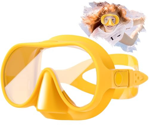 Tyuodna Schnorchelset Erwachsene,Taucherbrille mit Schnorchel,übergroßen Linse 180° Weitwinkel Anti-Fog Snorkeling Set,Macaron-Farben Taucherbrillen für Schnorcheln,Tauchen (Gelb)