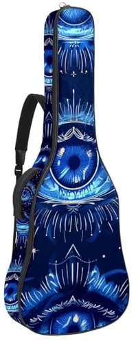 Gitarrentasche für Akustikgitarre mit zwei Taschen, Kunst-Blaue Augen Gottes, wasserabweisend, doppelt verstellbarer Schultergurt, Gitarrentasche, Art Blue Eyes of God, 42.9x16.9x4.7 in, Stilvoll