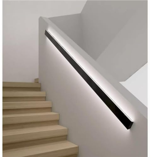GXXINGIN Motion Sensor LED Lighted Staircase Handrail, Wall-Mounted Indoor Stair Handrails, Handrail Railings with LED Light for Outdoor Stairs Porch Entrance (Color : Cold Light, Size : 100cm/39.4i