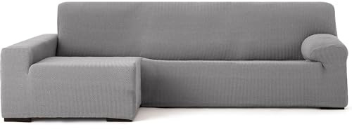 ECOMMERC3 | Copridivano Chaiselongue Braccio Lungo Sinistra Super Elastico Bielastico - Copridivano Chaiselong Colore Grigio con Schiume di Tenuta e Gomme di Valida Regolazione Destra o Sinistra