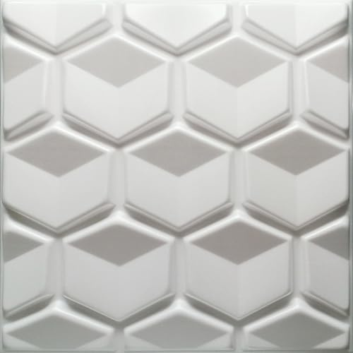 Deccart - Panneaux Muraux 50x50 cm - Panneau mural 3D Décoratif en EPS-Polystyrène - Plaque murale decorative - Décoration murale - Relief texturé - Wall Panel - Deco Mur - Blanc, 48 pièces, 12m²