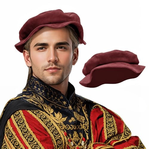 PROCOS Béret plat Tudor Renaissance pour femme - Béret français - Casquette de peintre classique médiévale - Costume d'Halloween pour homme